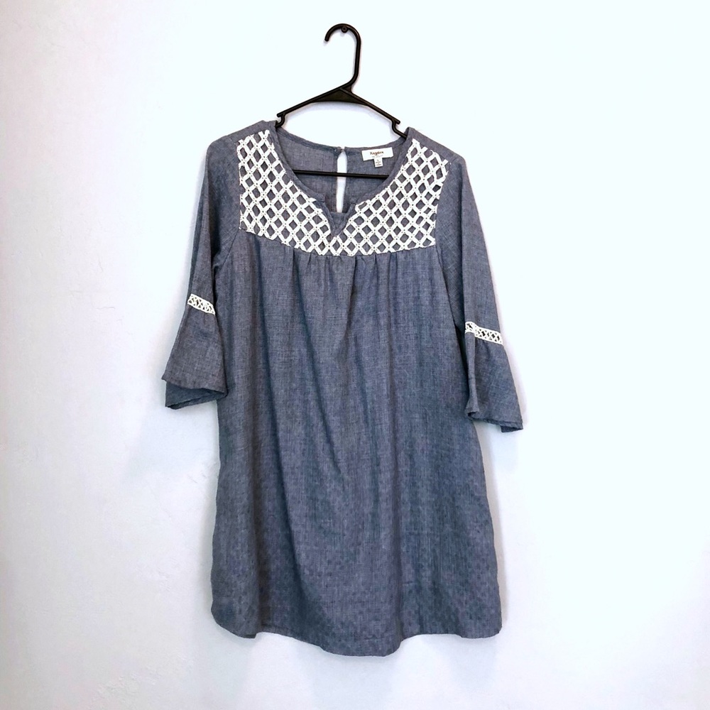 Hayden Los Angeles Denim Chambray Tunic Lace